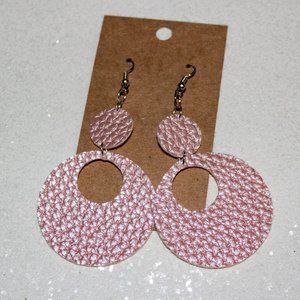 Pink pebbled faux leather earrings